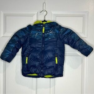 Snozu Boy's Puffer Jacket 1 Navy Blue/Bright Green - Size 2T